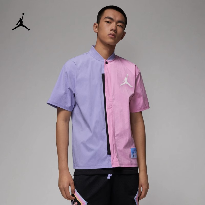 耐克男子休闲拼接撞色短袖衬衫