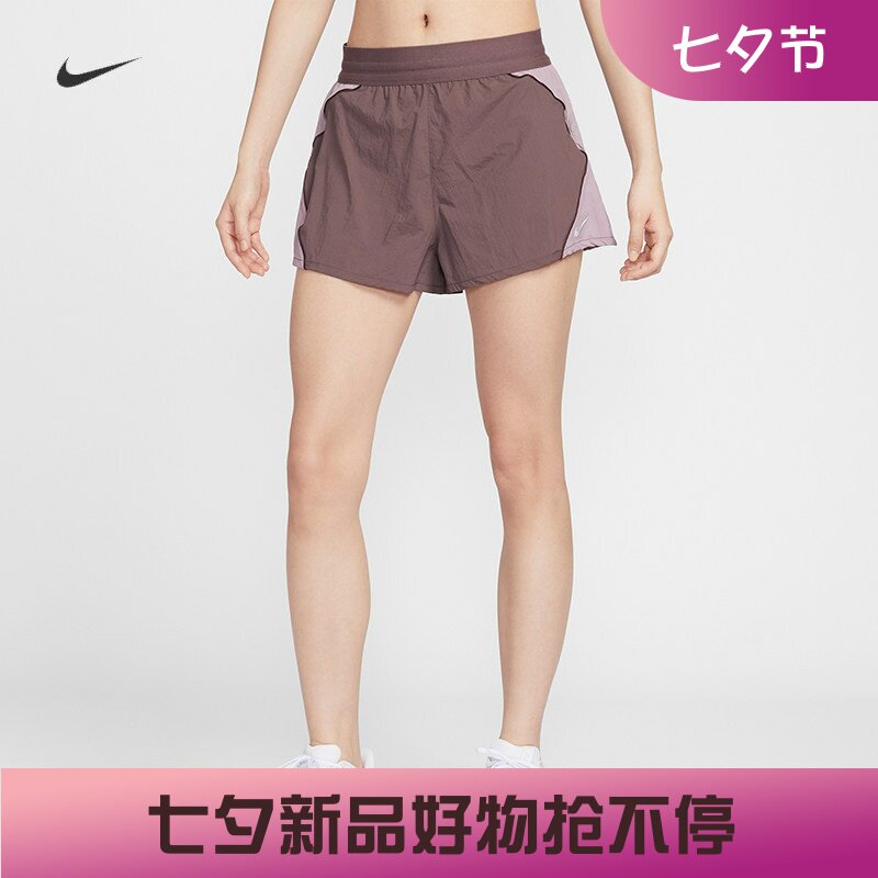 耐克/NIKE女子训练速干拒水高腰衬里新款跑步运动短裤IM9483-502
