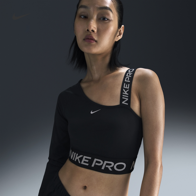 耐克/NIKE女子速干不对称短款紧身PRO新款训练运动上衣FV8101-010