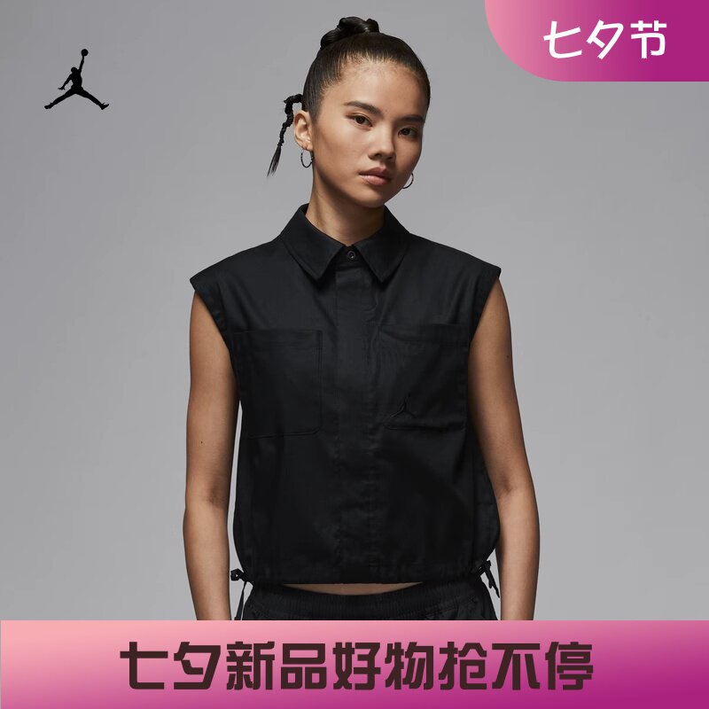 耐克女子宽松休闲夏季翻领背心
