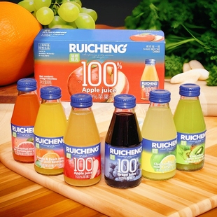 瑞橙甄选葡萄汁318gx15瓶苹果橙桃青柑柠檬红西柚复合果蔬汁饮料