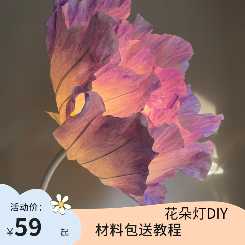 网红创意手工DIY花朵灯材料包大型纸艺花落地灯主播氛围感灯拍照