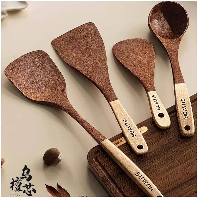 德国品质木锅铲不粘锅专用铲乌檀木家用炒菜铲耐高温炒勺木勺饭勺