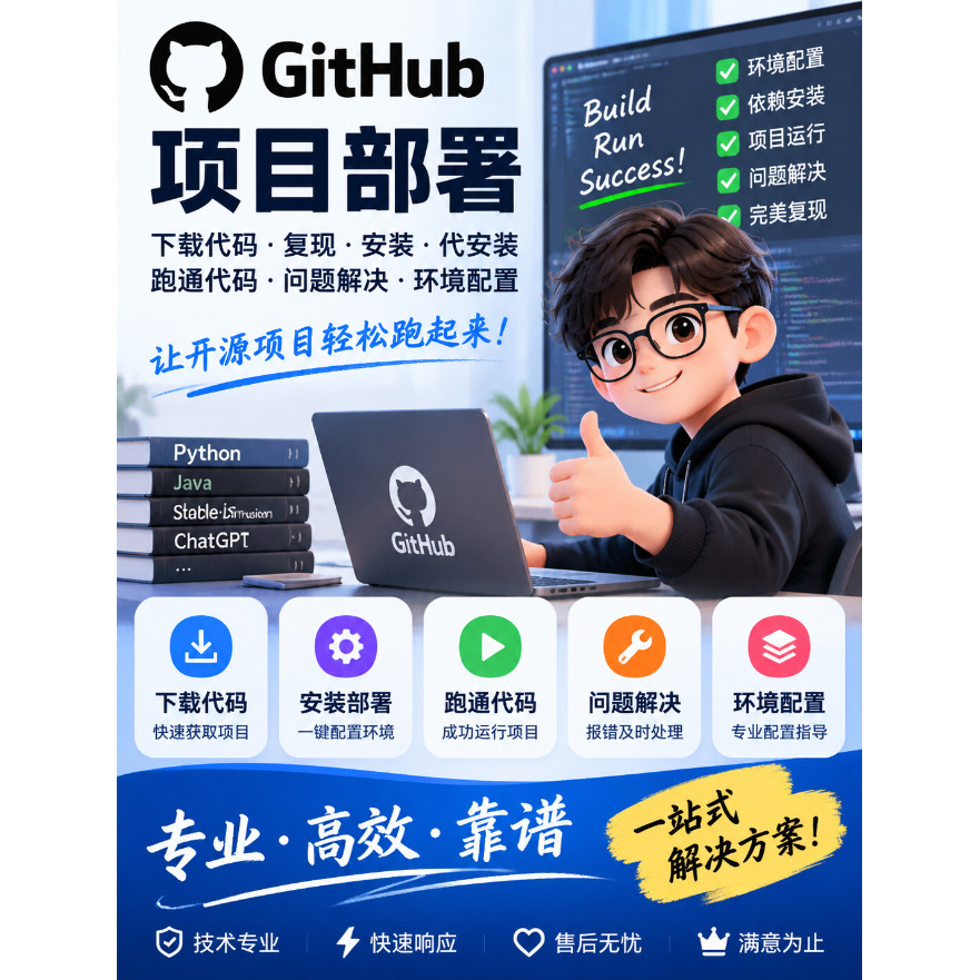 github项目部署下载代码复样图/效果图销售