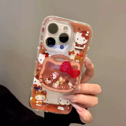 围边变装棕色凯蒂猫磁吸支架适用OPPO A6/5/Reno15/14/13pro手机壳findX9卡通X7ultra新款A3X防摔X8S+A58/A96