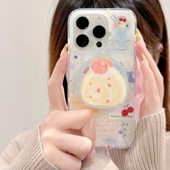 A72女A3X大孔A58 Reno15 治愈草莓瑞士卷磁吸支架适用A6 12pro手机壳Find OPPO 7PRO双层X8ultra