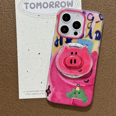 日韩油画粉色猪磁吸支架适用Pura80华为mate80pro/70/60/50手机壳NOVA14/13/12新款11可爱109SE创意P20畅享80