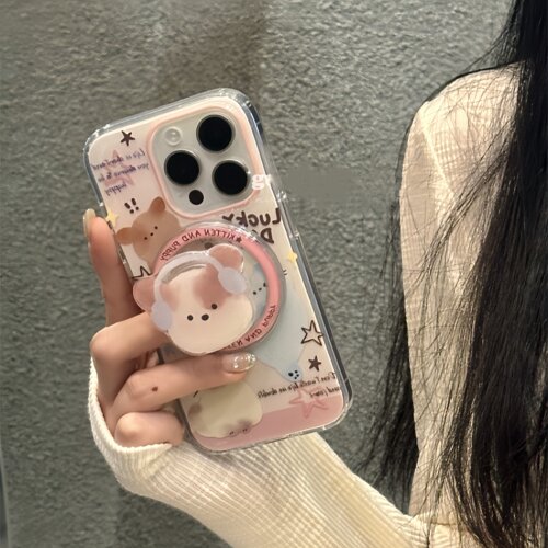 卡通听音乐猫咪磁吸支架适用X9D荣耀500/magic8/7/400/300/90GT女款50SE手机壳X70i可爱200/X60PRO畅玩50plus