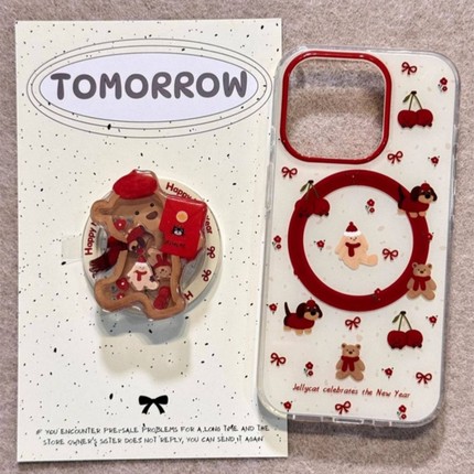 可爱蝴蝶结樱桃小熊磁吸支架适用OPPO A6/5/Reno15/14/13pro手机壳findX9卡通X7ultra新款A3X防摔X8S+A58/A96