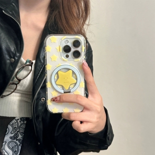 S20女S18 ins黄色星星折叠磁吸支架适用vivo X100ultra男s19 X90S Y78创意Y500防摔V50PRO s30手机壳X200S新款