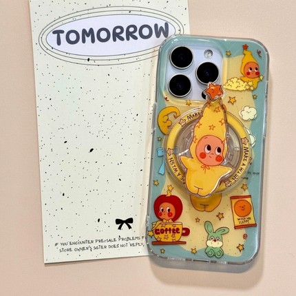 日韩绿色兔星星人磁吸支架适用A5/OPPO Reno15/14/13/12/11手机壳Find X9/X8S+X7ultra/A72卡通A6pro/A3X/A58