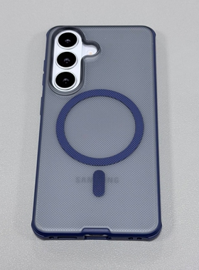 简约宝蓝色波点浮雕强磁吸壳适用A56/A36三星Galaxy S26手机壳S24/S25Ultra四角气囊防摔S23磨砂17亚克力男女