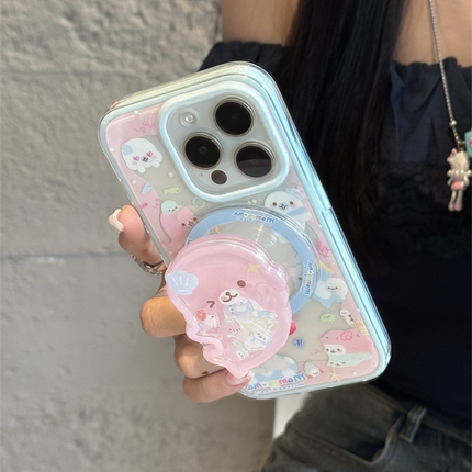 ins可爱粉色小海豚摇摇乐Find X8S+适用OPPO A6/Reno14/13手机壳A5磁吸支架X7/A57双层X9Pro/K12女A3X全包A1s