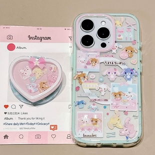 6PRO荣耀X70 7T女90畅玩60 400 9C磁吸支架8T 50plus 300手机壳PLAY 二合一卡通满屏粉蓝甜品兔X9C适用Magic7