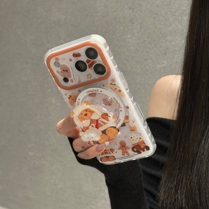 可爱小棕熊云朵背包磁吸支架适用小米17/14/15手机壳k70E/60PRO红米K90新款K80至尊Note15/13/12防摔civi5PRO