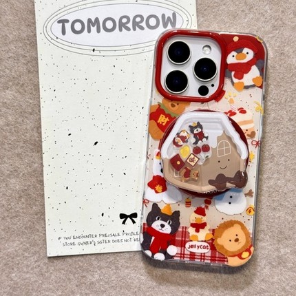 新年围巾小动物磁吸支架适用A5/OPPO Reno15/14/13/12手机壳Find X9小众X8ultra卡通A72硬A6pro/X7防摔A3/A58