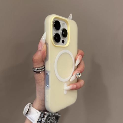 浅奶黄色果冻磁吸二合一适用iphone16e苹果17手机壳16promax雾面磨砂15/14半透13防指纹12硅胶11防摔XS小众XR