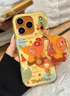 油画跷跷板星星小人磁吸支架适用苹果17promax手机壳16/13/12mini/11硬iPhone14/15Promax可爱XS女87PLUS/SE3