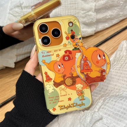 可爱油画跷跷板星星小人磁吸支架适用OPPO A6/5/Reno14/13pro手机壳findx9/X7ultra/A3女K12/X8S+新款A58/A96