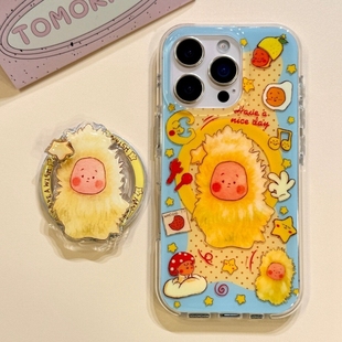 Note20手机壳A56新款 ultra S20 S21 A73女S24防摔A54 可爱油画星星小人旋转磁吸支架适用三星S23 S22plus S25