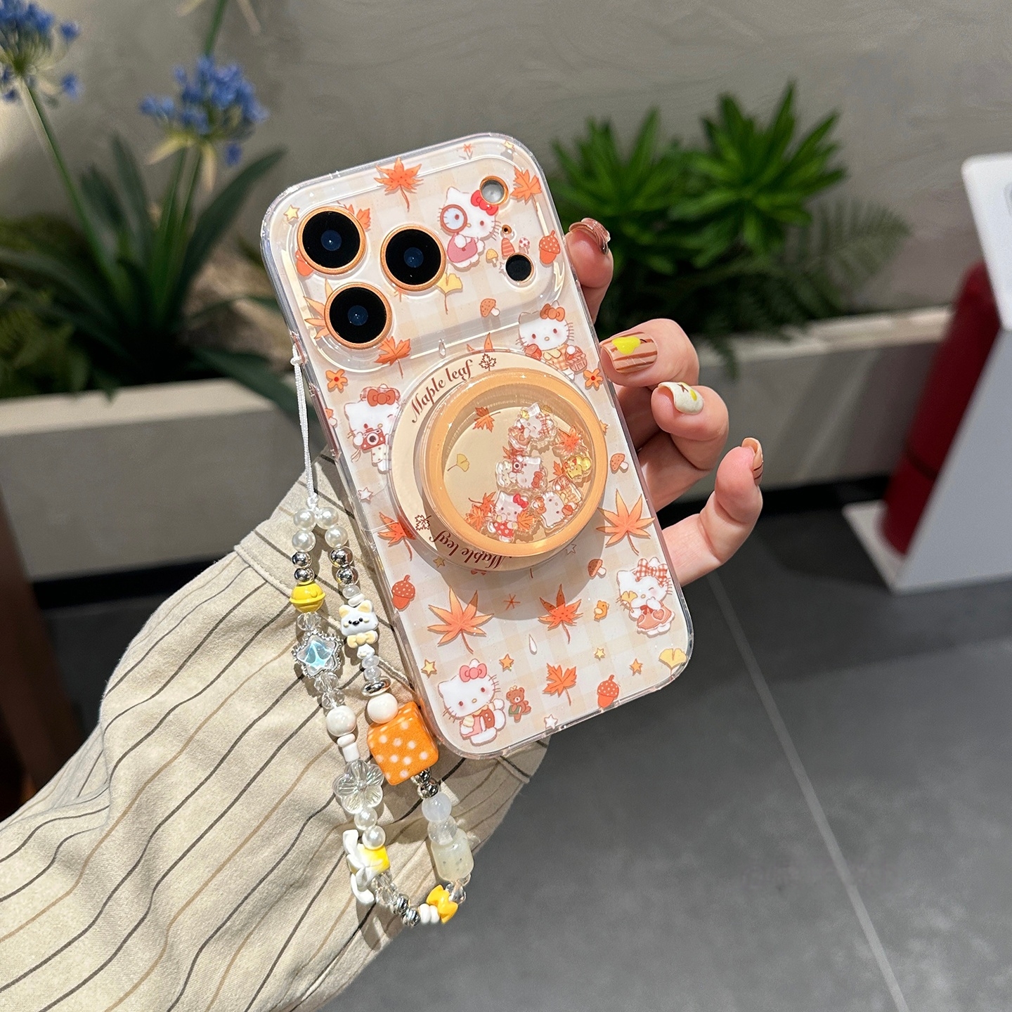 秋冬枫叶格纹kitty猫磁吸支架适用魅族22/20全包meizu21手机壳note16新款16pro手链18高级感17PRO少女ucky08