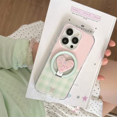 ins简约绿色拼接格纹折叠磁吸支架适用魅族22/20全包meizu21手机壳note16新款16pro硬18高级感17PRO女ucky08