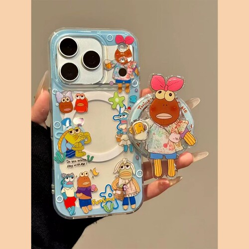 比奇堡居民小丑鱼磁吸支架适用苹果17promax手机壳17/16E/13/12mini趣味iPhone14新款15Pro防摔XS/87plus/SE3
