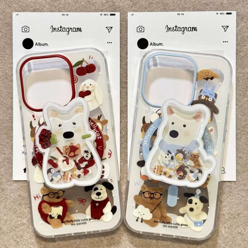 玫瑰围巾西高地摇摇乐磁吸支架适用苹果16手机壳无线充电iPhone15promax情侣13/12新款14防摔XSmax/11保护套8