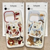 15PRO新款 玫瑰围巾西高地磁吸支架适用苹果17 12mini女XR XSmax防摔87PLUS男SE3 17pro手机壳16E情侣13PRO