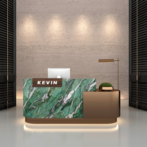 公司前台酒店圆弧接待台不锈钢