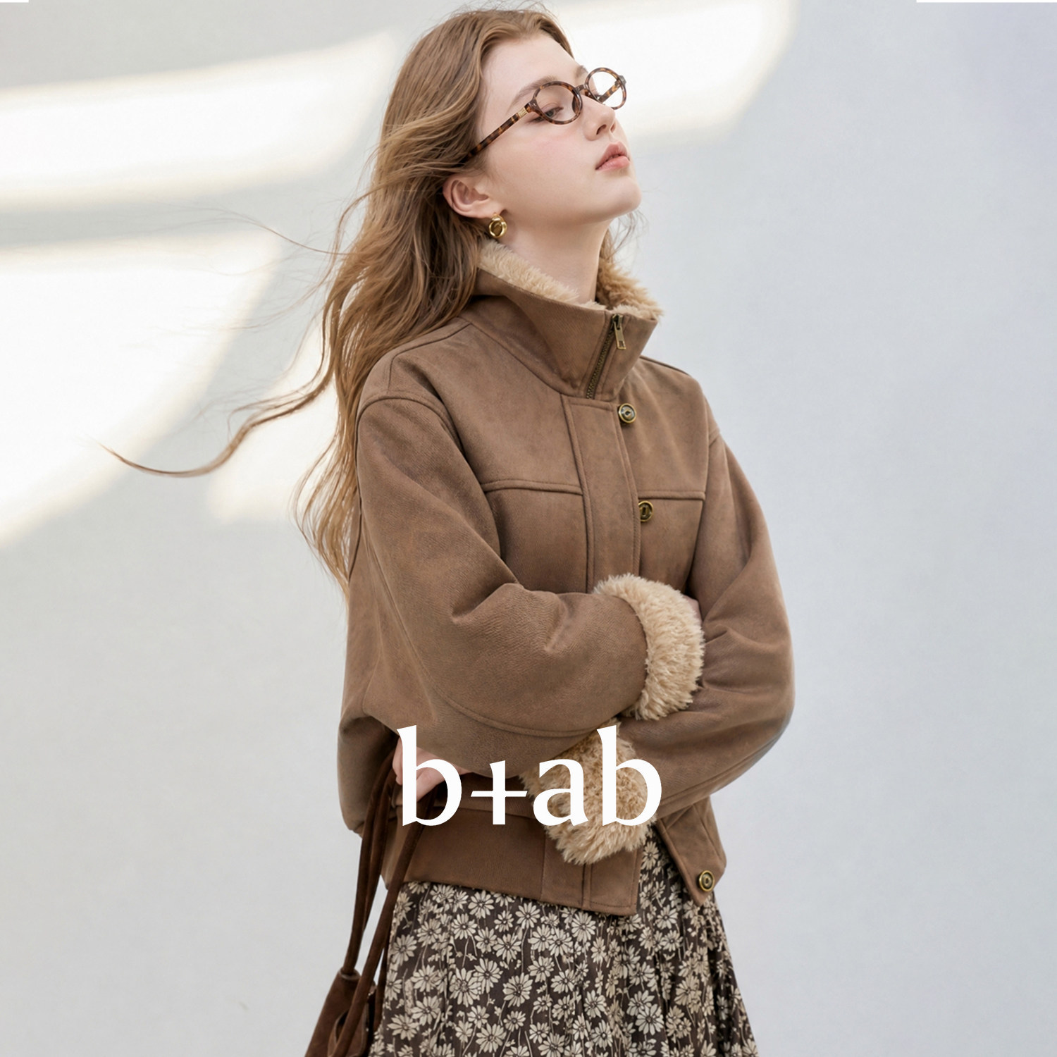 it b+ab 2026冬季新款咖啡色短外套毛领拉链女款外穿上衣设计感