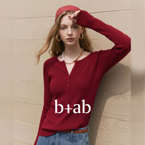 itb+ab女装毛针织衫长袖圆领