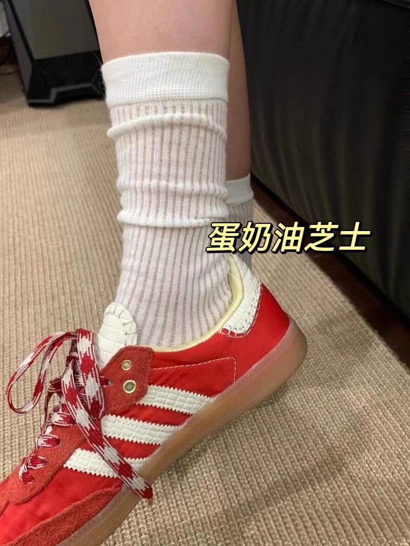韩国夏季新款女袜子东大门纯色薄款透气坑条面膜袜微透防晒堆堆袜