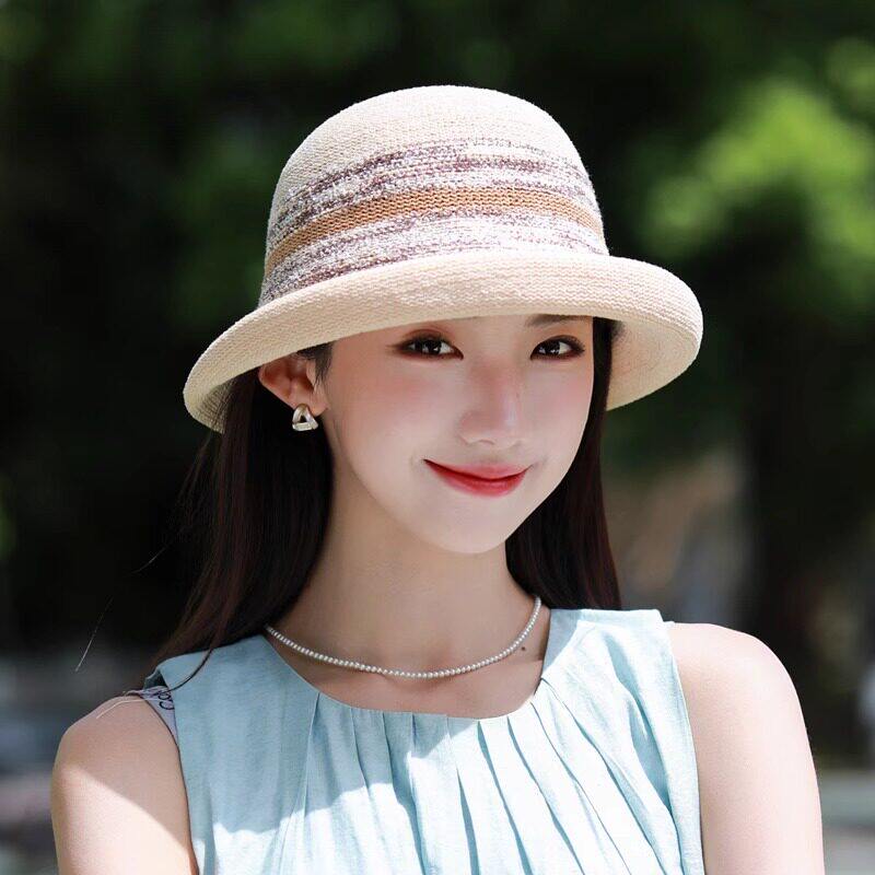卷边渔夫帽子女中老年人春秋季出游时尚休闲百搭遮阳防晒盆帽礼帽