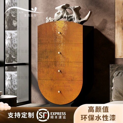 法式鎏金实木四斗柜门厅收纳
