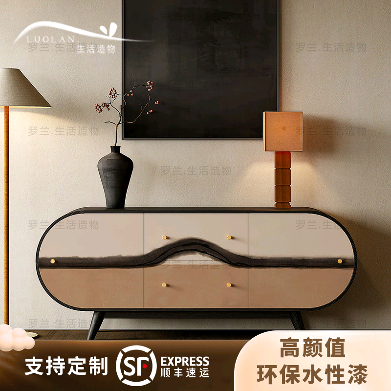 侘寂风简约餐边柜客厅电视置物柜餐厅靠墙收纳茶水免安装一体柜子