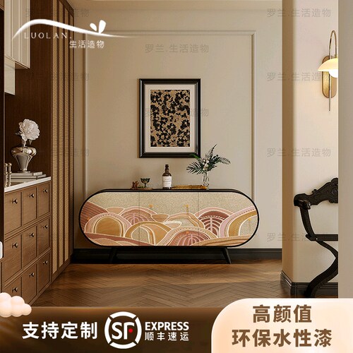 法式实木家用客厅入户玄关装饰柜