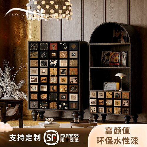 法式复古实木玄关收纳书柜
