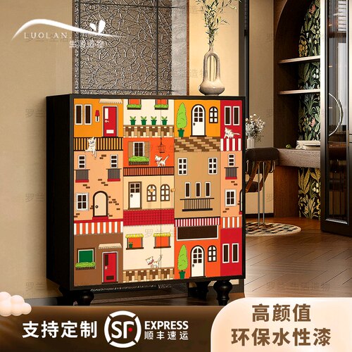 简约现代入户客厅一体靠墙装饰柜