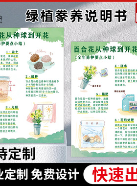 百合花种植说明书绿植花草盆景养护记录标签卡绿植豢养说明书定制