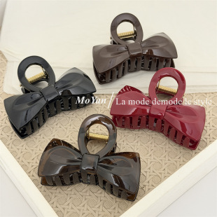 时尚 通勤蝴蝶结发夹高级感PC抓夹气质百搭鲨鱼夹半抓发发抓盘发卡