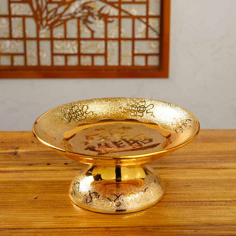 吉祥佛閣家用陶瓷佛前水果盤貢盤