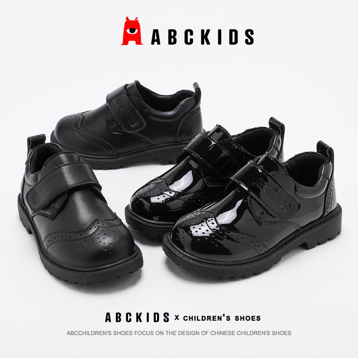 abckids男童皮鞋2025春季新款儿童公主鞋黑色单鞋男孩英伦风学生