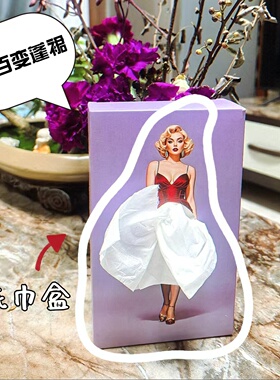 DIY梦露百变蓬蓬裙纸巾盒高颜值抽纸盒清冷感网红高级装饰摆件