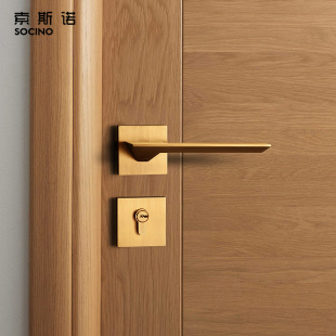 美式 门锁室内卧室静音房门锁北欧黄古铜分体锁三件套现代简约锁具
