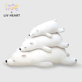 日本LIVHEART北极熊睡觉抱枕玩偶趴趴熊公仔毛绒玩具生日送礼物女