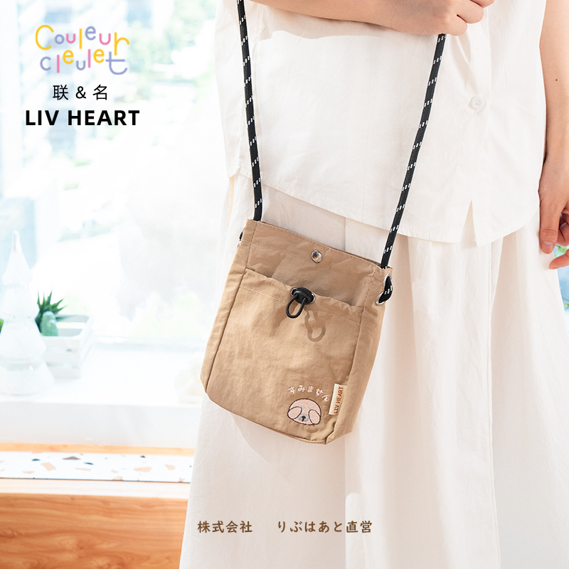 联名LIVHEART迷你手机包小猫抽绳小包单肩斜挎包学生通勤手提包女