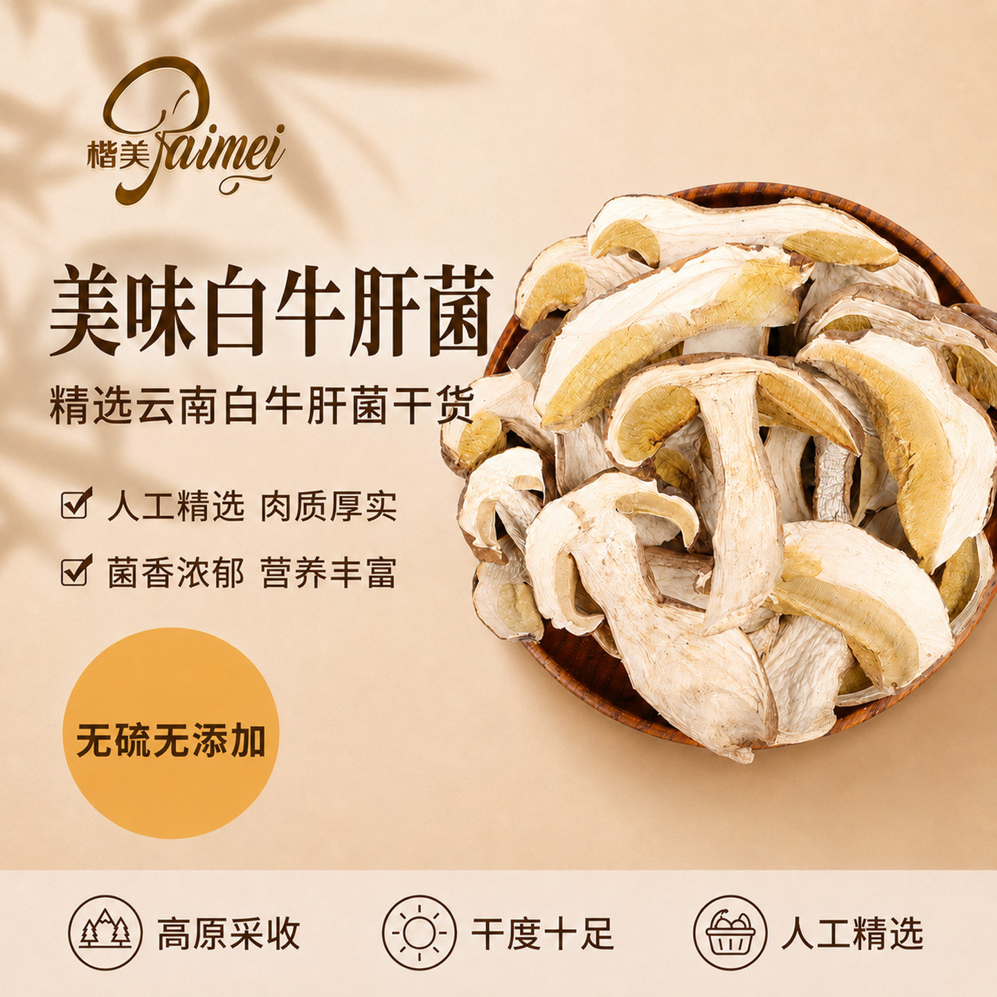 云南野生美味白牛肝菌干片乔巴菌煲汤炒菜野生食用菌蘑菇特产干货