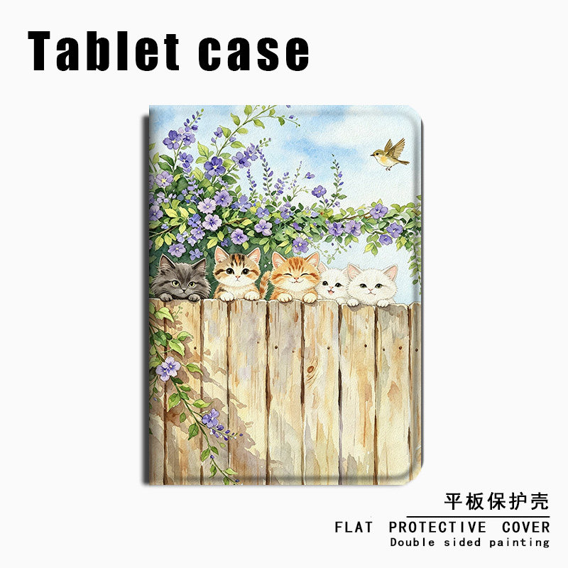 适用卡通小猫苹果ipadpro趣味可爱air7简约2025新款mini6第10代11寸2023版12.9三折式3带笔槽5平板4保护套壳图片