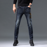 秋冬潮款水洗印花设计修身小脚时尚百搭牛仔裤男D218-9881-P115，男装牛仔裤，电商D218